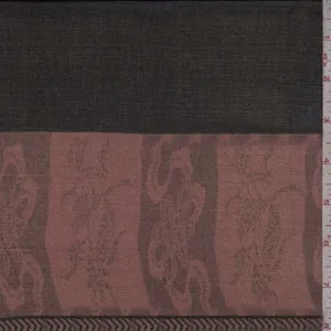1 1/4 YD PC--Black/Clay Border Stripe Silk Chiffon