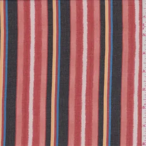 1 1/8 YD PC-Red/Black/Blush Stripe Chiffon Fabric