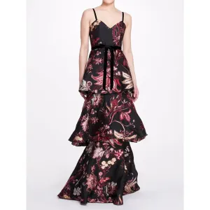 3-Tiered Sleeveless Velvet Gown