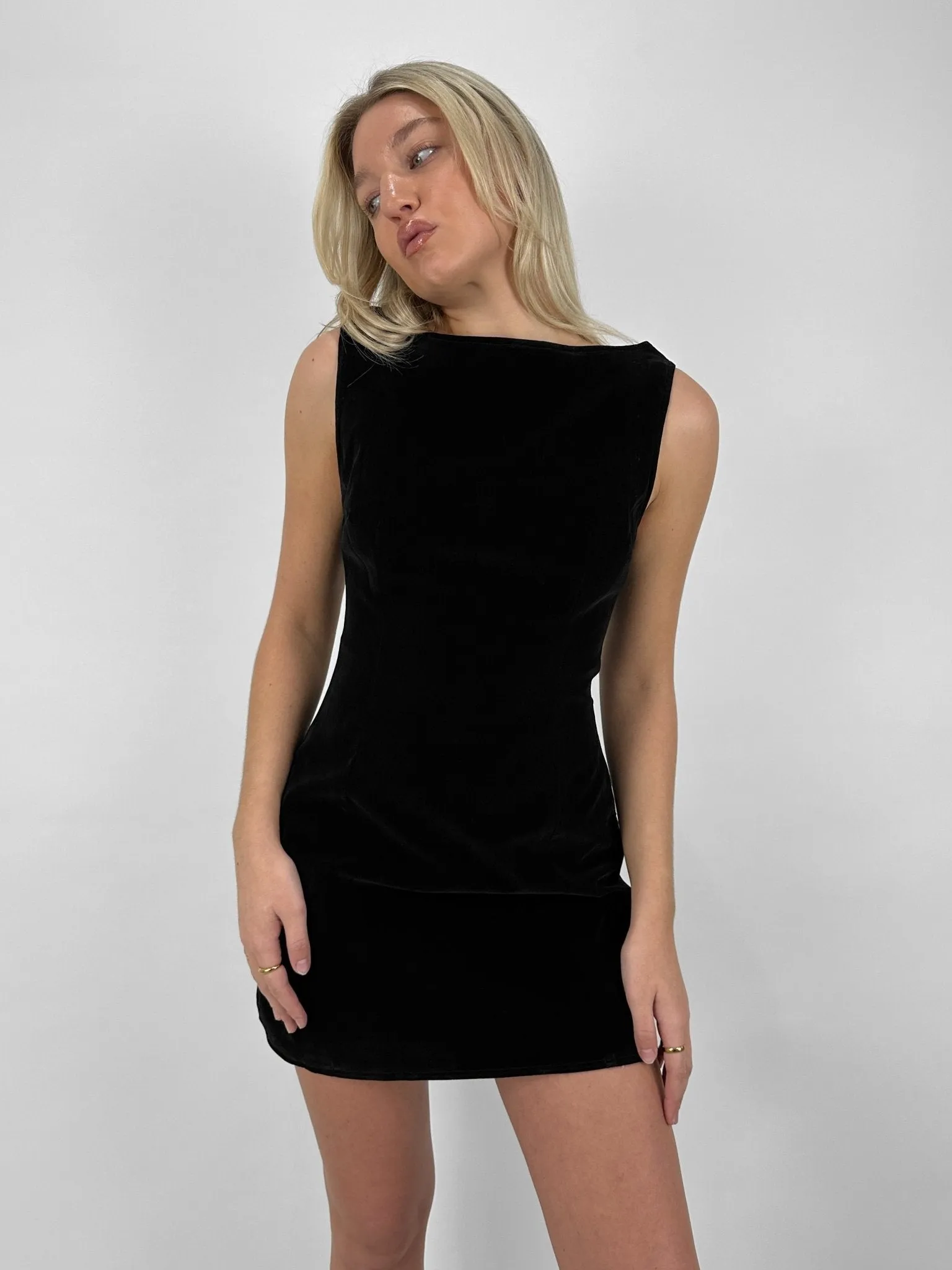 A-Line Structured Velvet Mini Dress