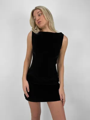 A-Line Structured Velvet Mini Dress