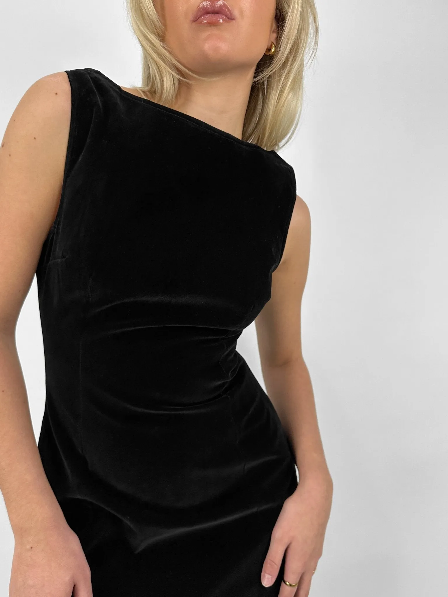 A-Line Structured Velvet Mini Dress