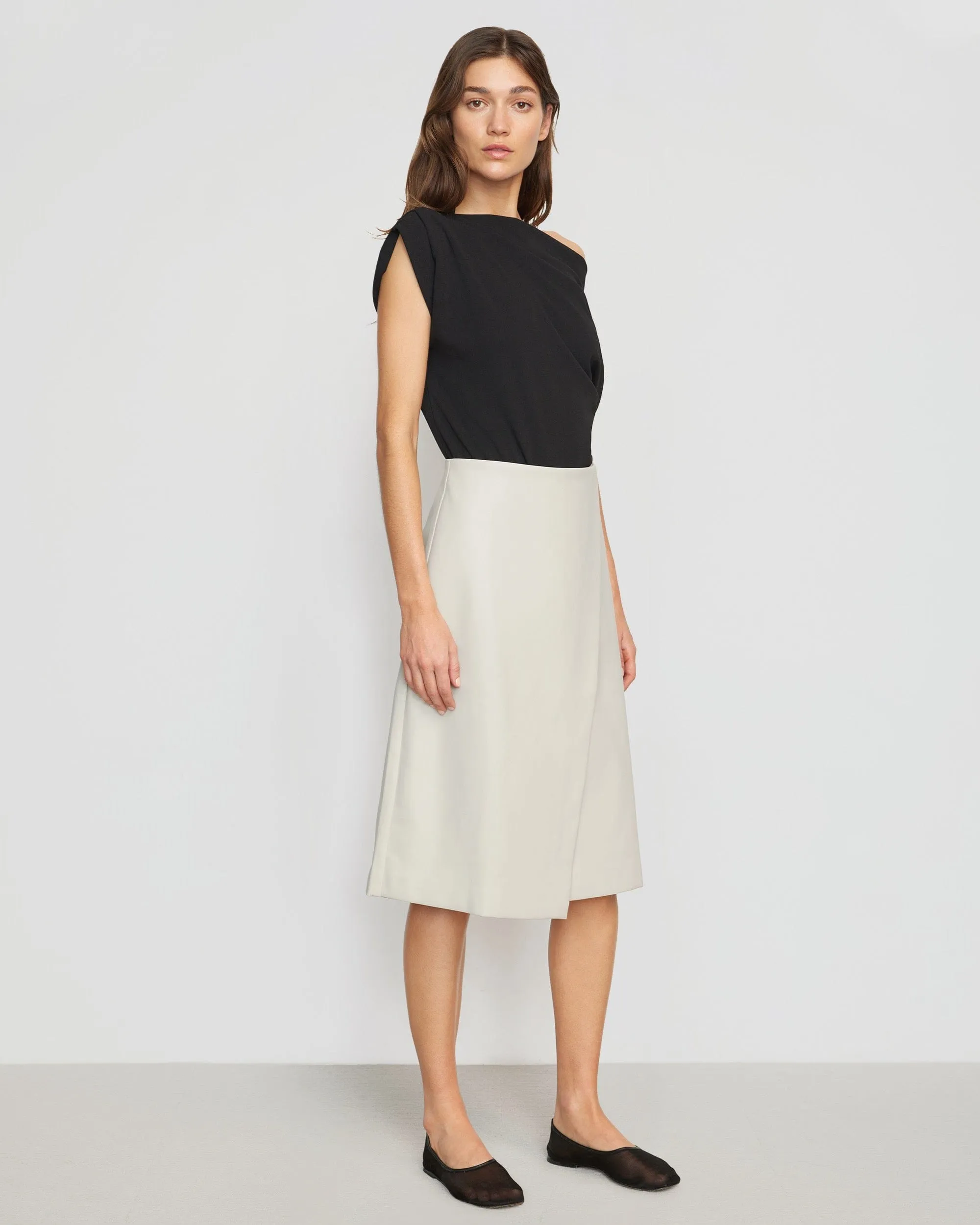 Alba Asymmetric Vegan Leather Skirt
