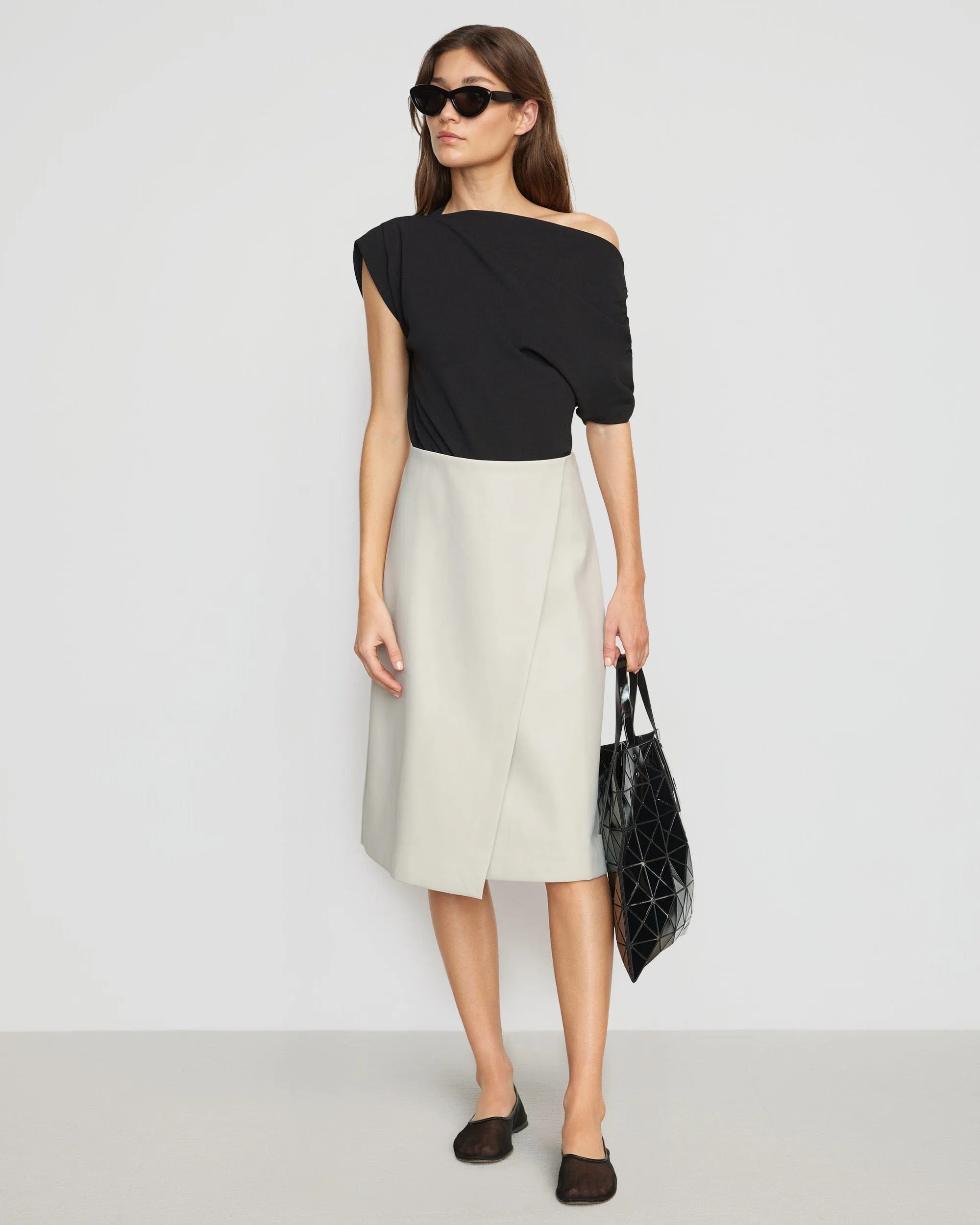 Alba Asymmetric Vegan Leather Skirt