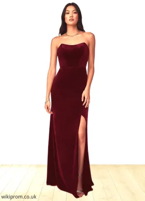 Alicia A-Line Strapless Velvet Floor-Length Dress SWKP0019776