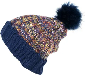 ANGELA & WILLIAM Women's Winter Warm Variegated Knit Cuffed Slouchy Beanie with Soft Faux Fur Pom Pom