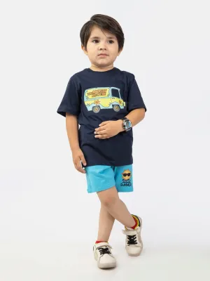 Aqua Blue Knitted Casual Shorts