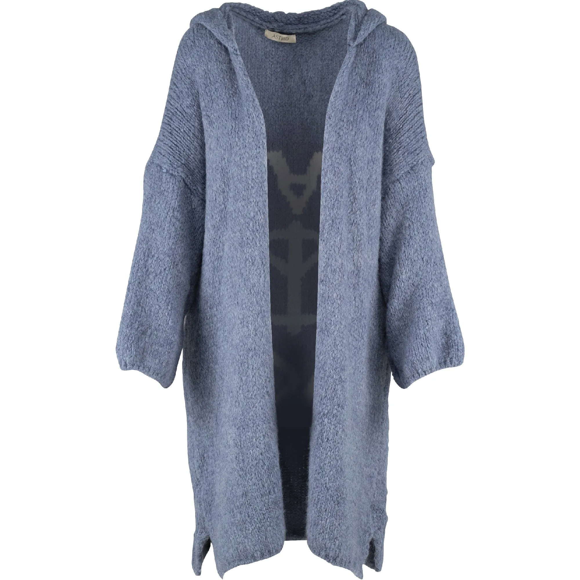Astrid – Ladies Open-Front Knit Cardigan – Dk. Sky