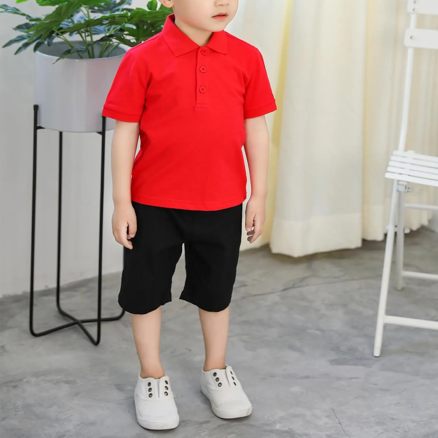 Baby Kids Boy Girl Solid Casual Short Sleeve Polo Shirt Pullover Tops Cute Shirts 1-7T