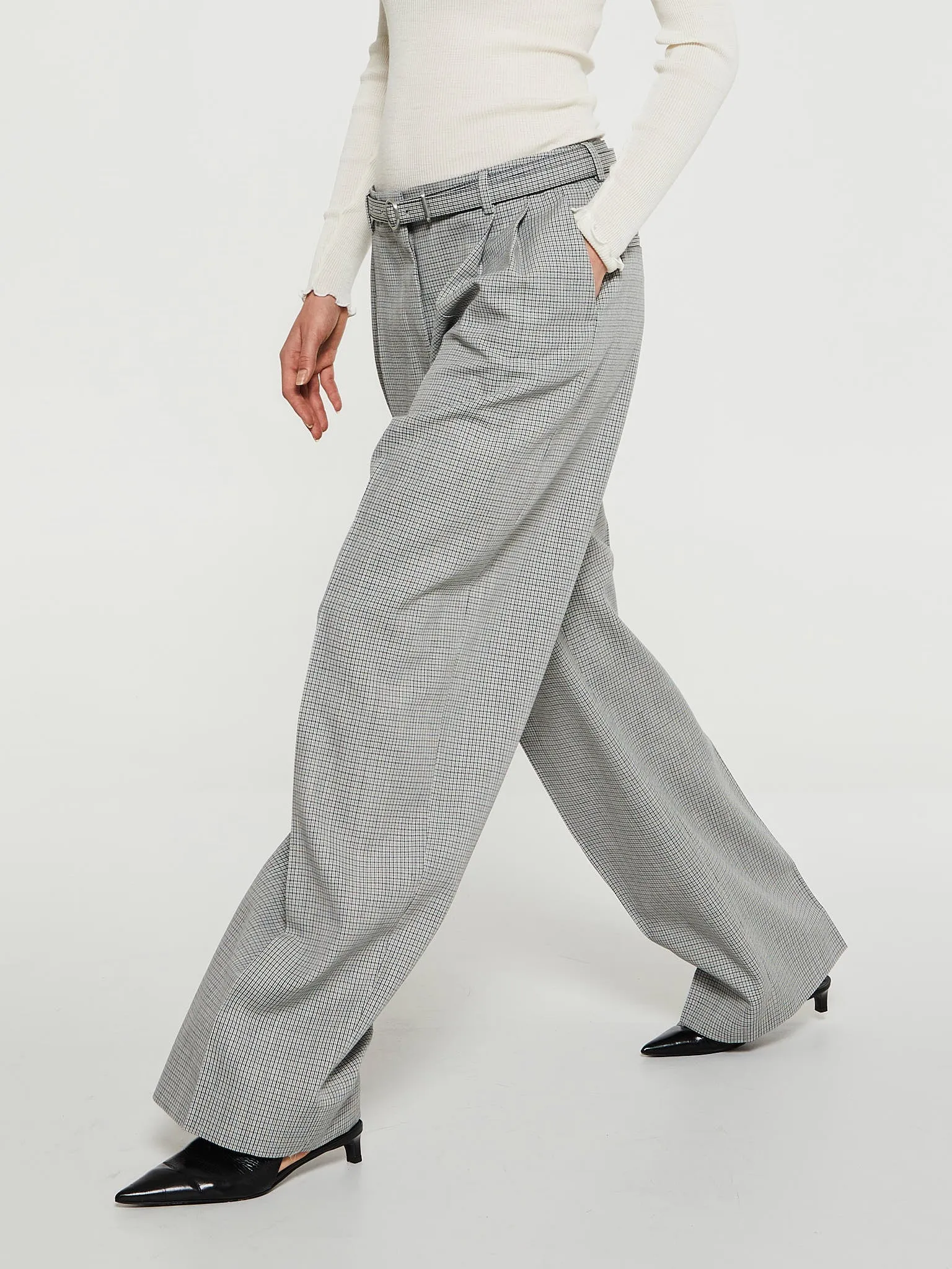 Belted Trousers in Grey