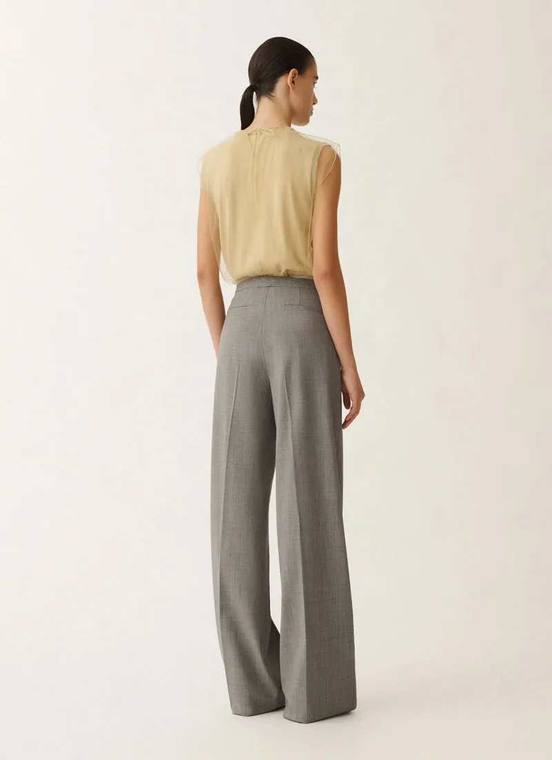 Bi-Stretch Wool Wide Leg Trouser