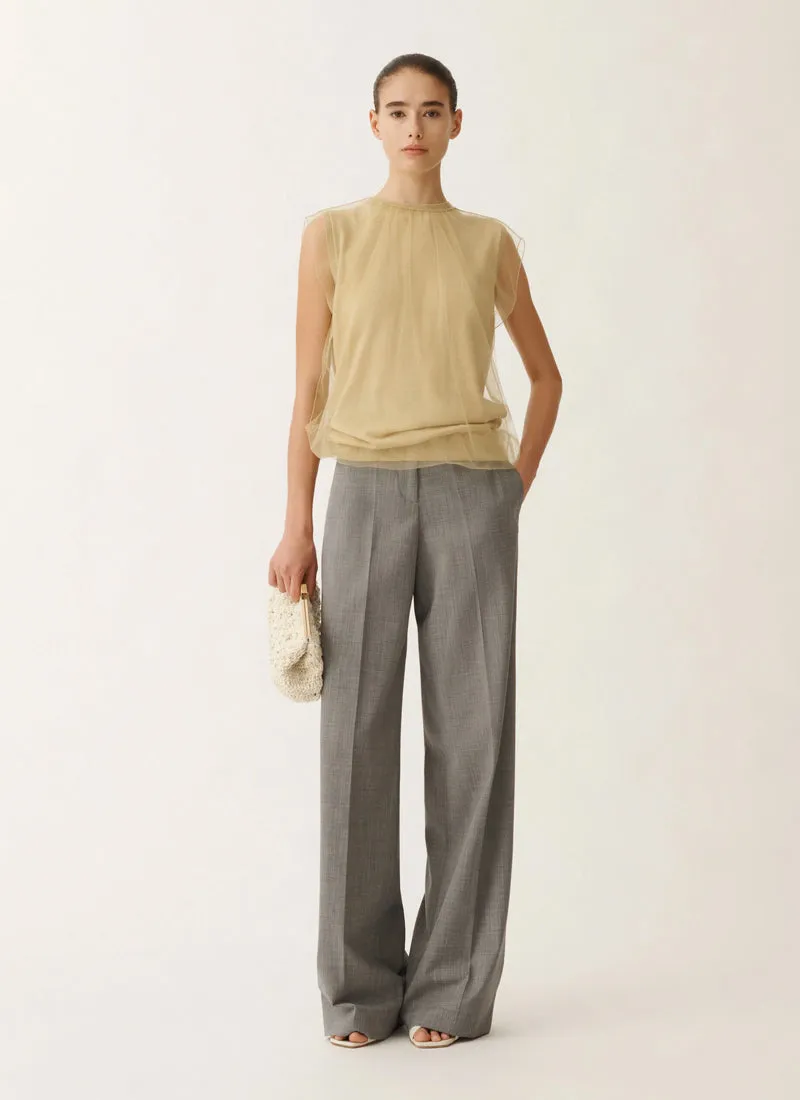 Bi-Stretch Wool Wide Leg Trouser