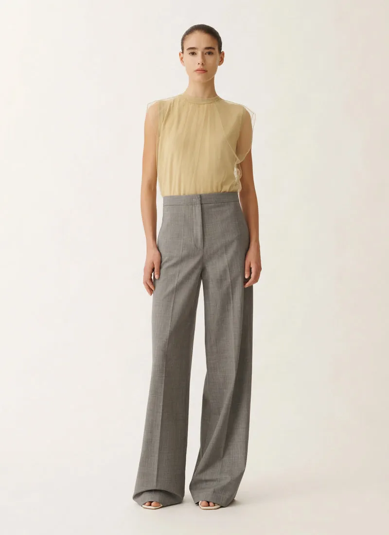 Bi-Stretch Wool Wide Leg Trouser