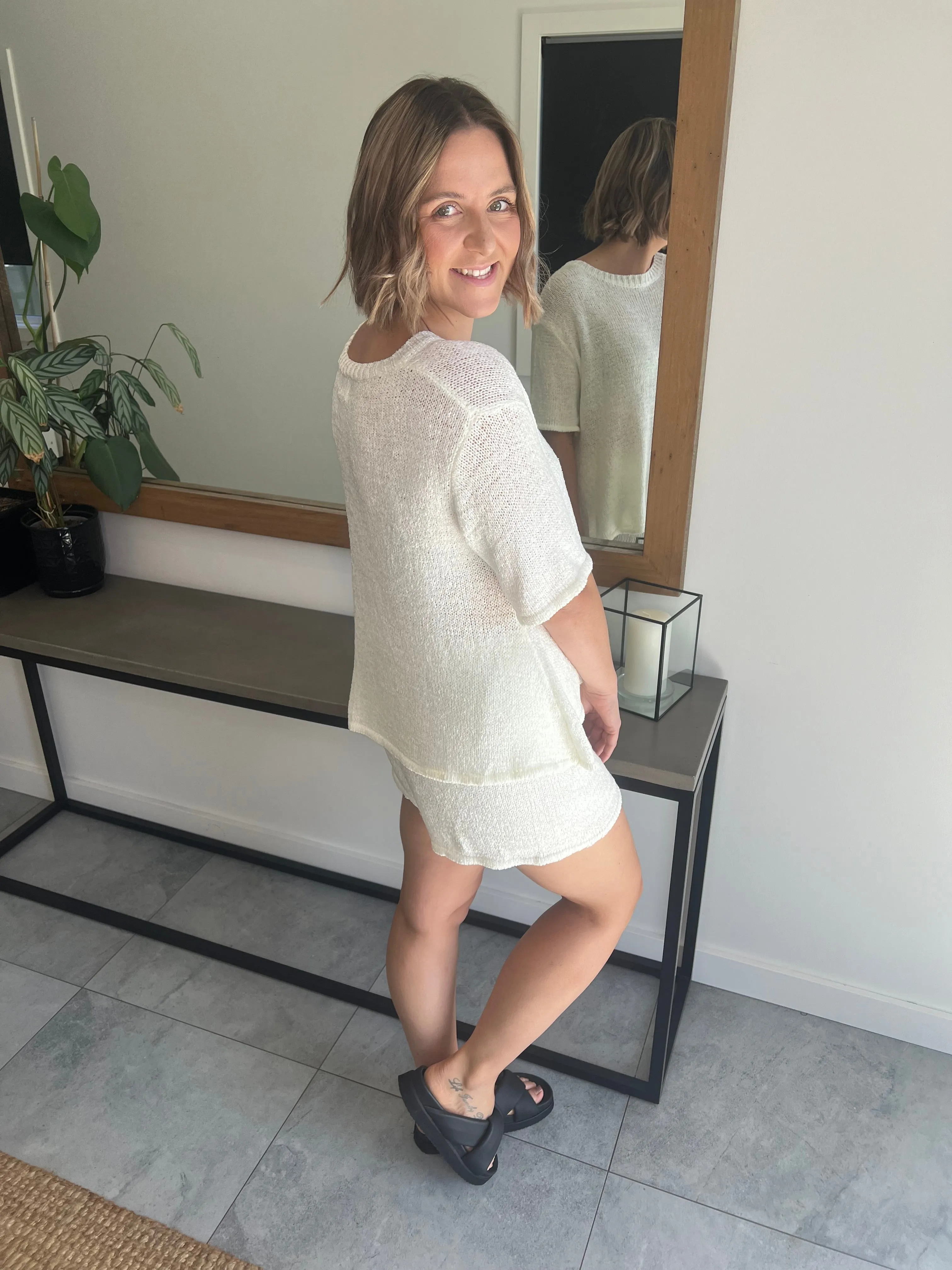 Billy Knitted Short Set - White