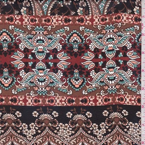 Black/Beige Multi Stylized Stripe Chiffon Fabric