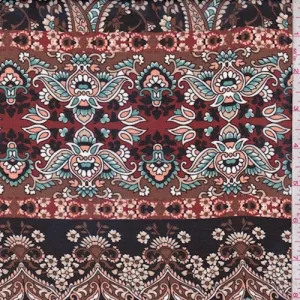 Black/Beige Multi Stylized Stripe Chiffon Fabric