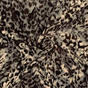 Brown-Gray-Multi Abstract Printed Poly Chiffon Woven Fabric
