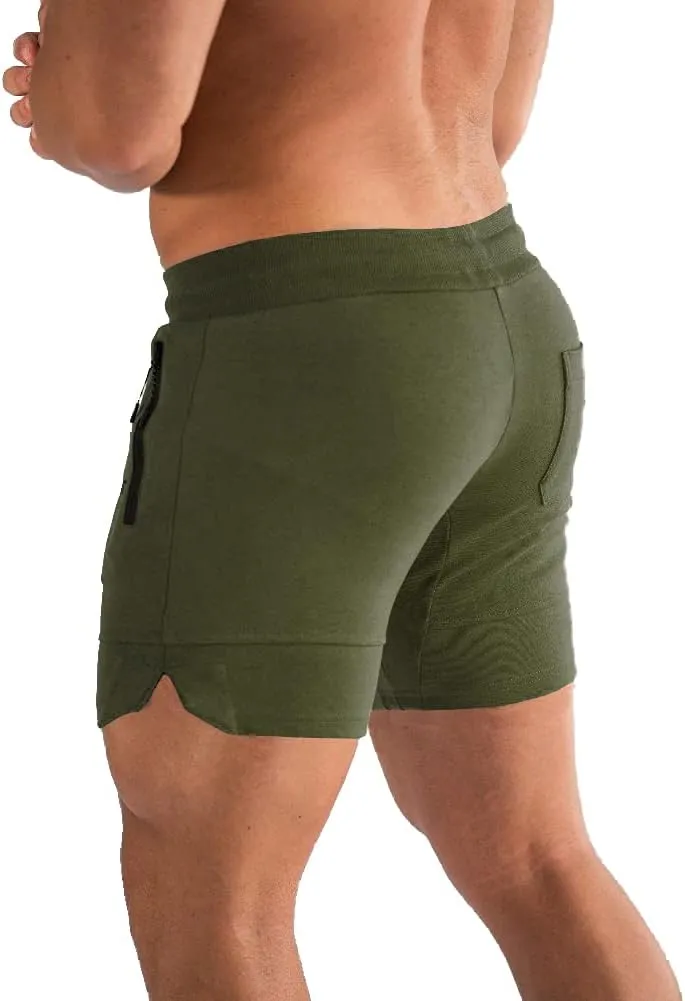 BUXKR Mens Workout Shorts 5 Inch Quick Dry Gym Shorts for Men Athletic Running Shorts with Zipper Pockets