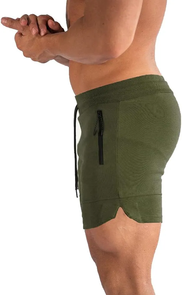 BUXKR Mens Workout Shorts 5 Inch Quick Dry Gym Shorts for Men Athletic Running Shorts with Zipper Pockets