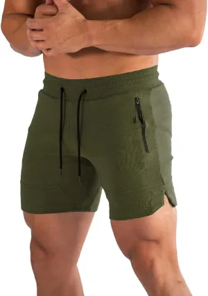 BUXKR Mens Workout Shorts 5 Inch Quick Dry Gym Shorts for Men Athletic Running Shorts with Zipper Pockets