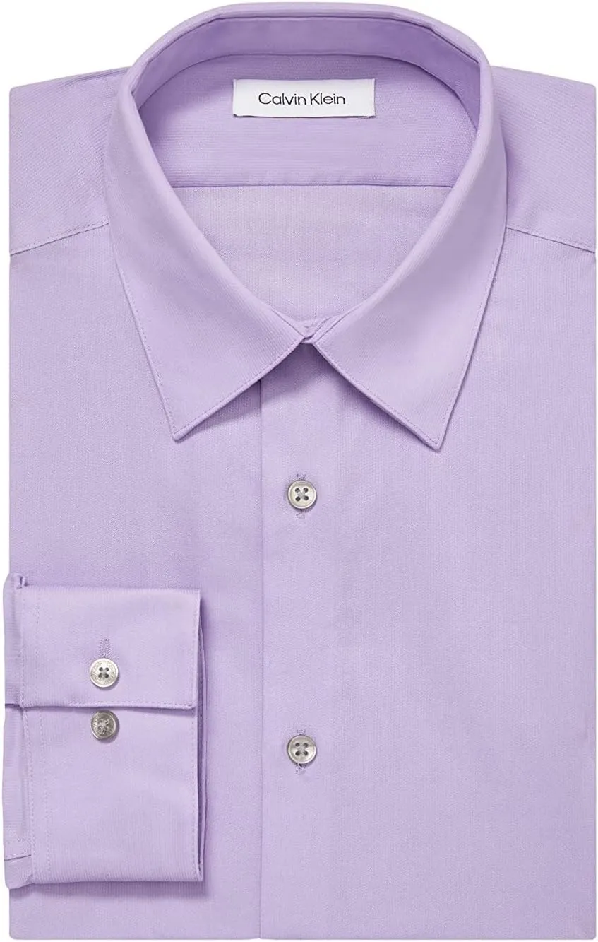 Calvin Klein Men's Slim Fit Non Iron Solid Dress Shirt - Amazon Exclusive