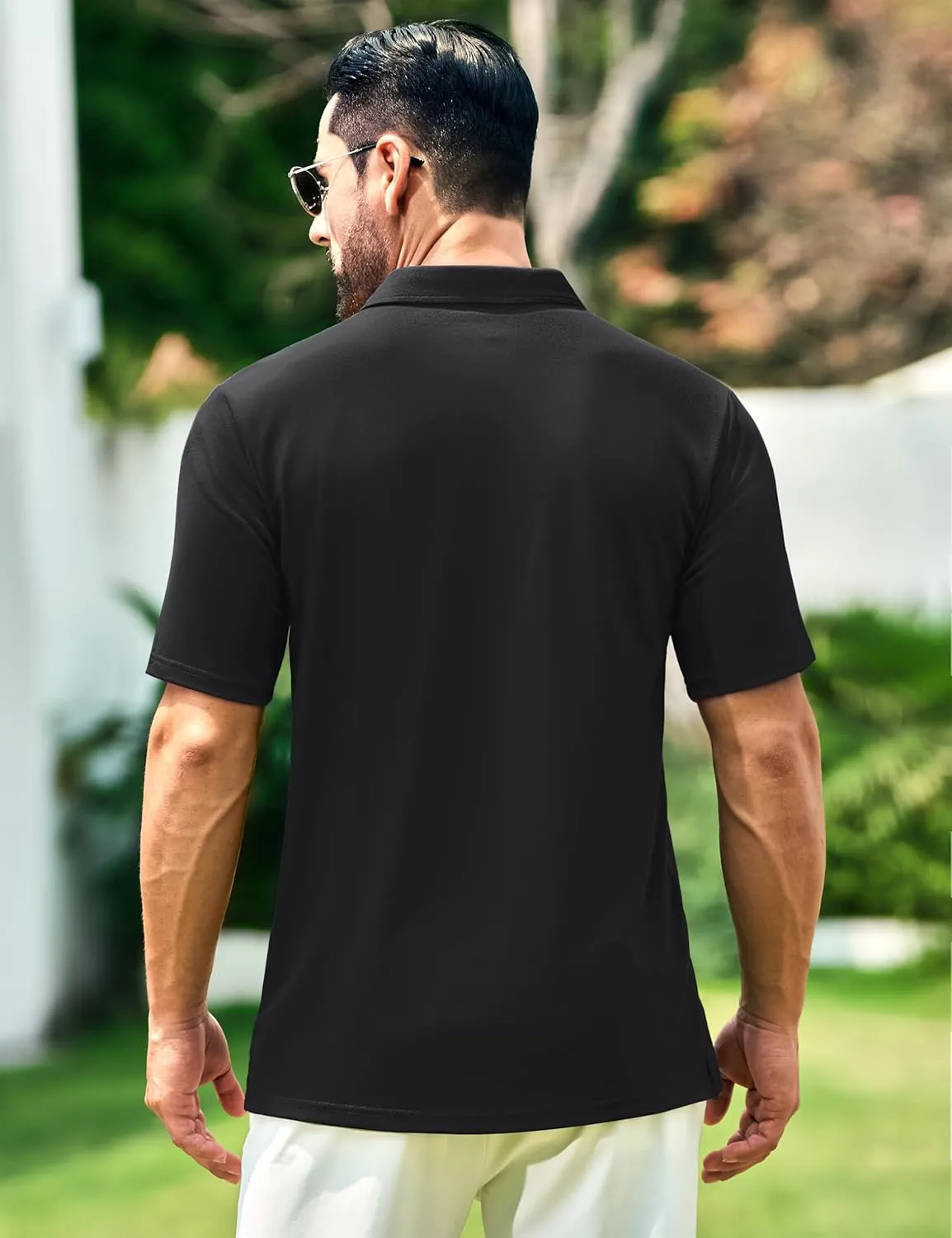 Cotrasen Men's Polo Shirts Short Sleeve Soft Cotton Pique T-Shirts 3 Buttons Classic Fit Casual Performance Golf Shirts