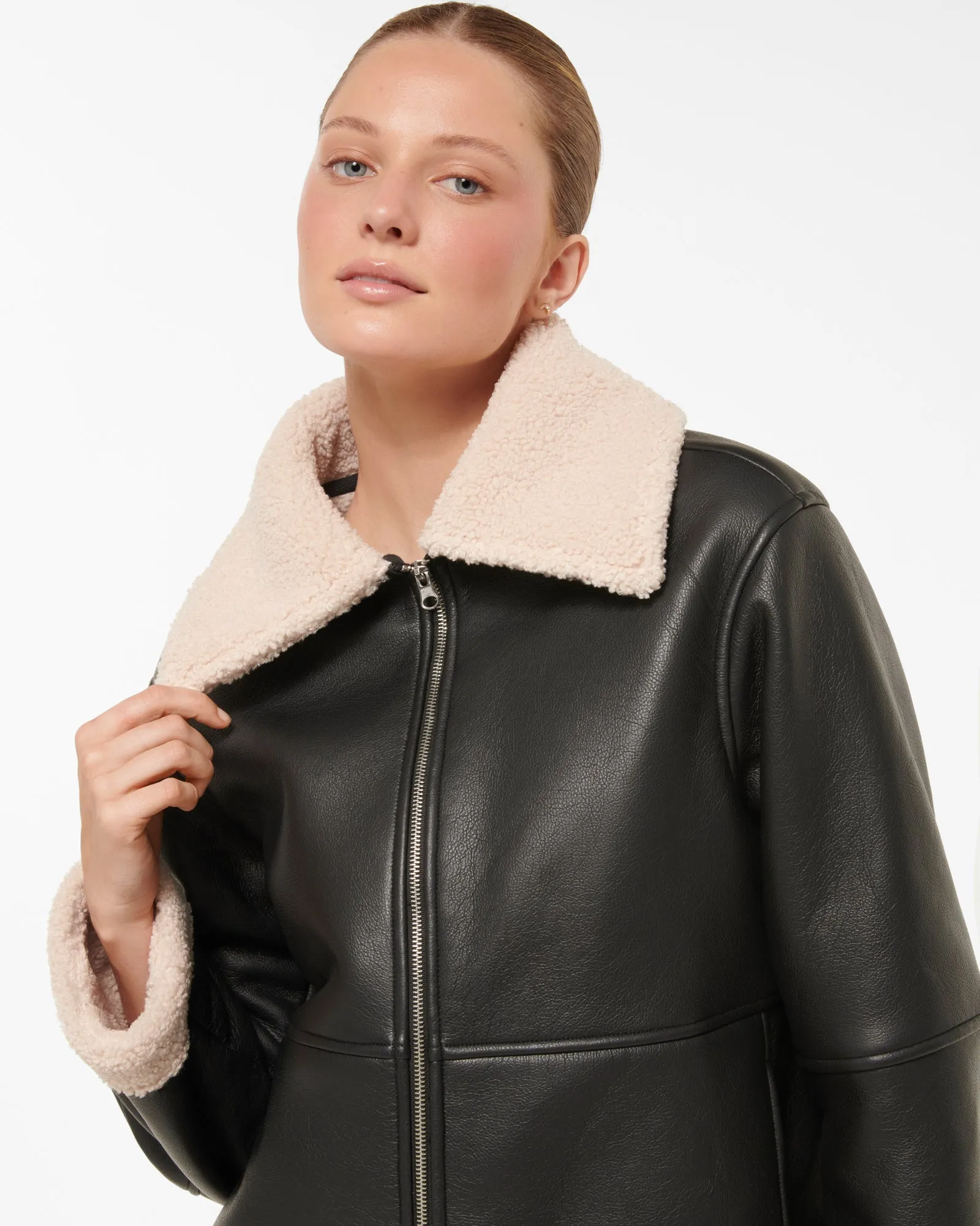 CRESCENT DOUBLE FACED COAT BLACK