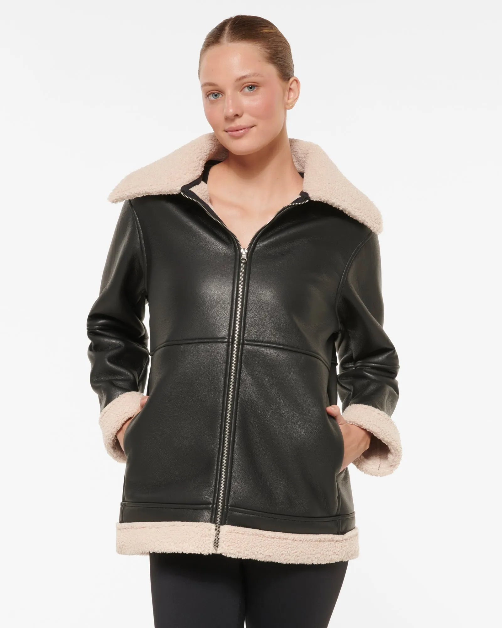 CRESCENT DOUBLE FACED COAT BLACK