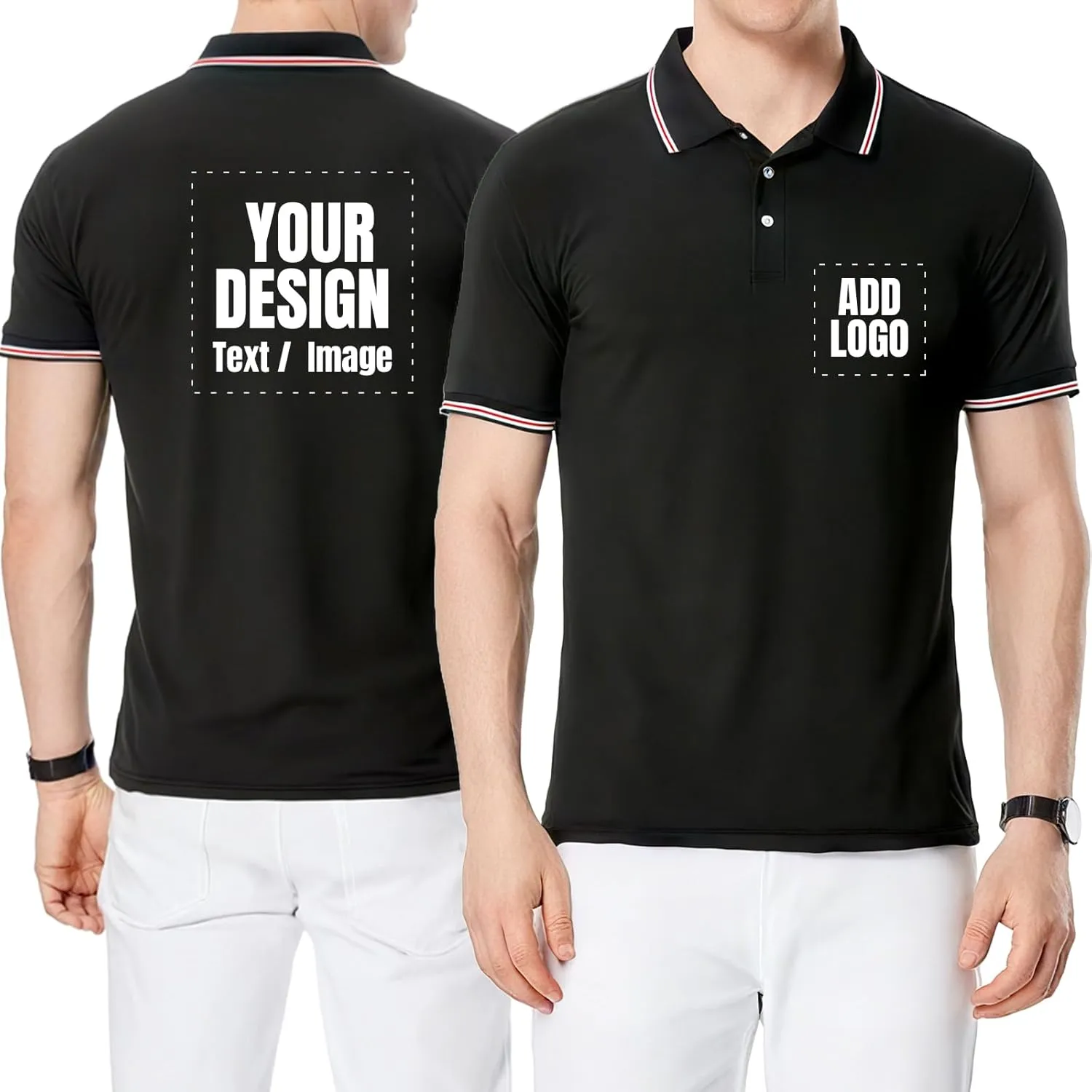 Custom Polo Shirts for Men and Women Customized T-Shirt Design Your Own with Logo Text Photo Short Sleeves