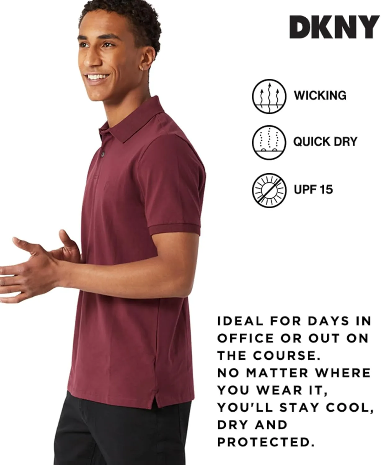 DKNY Polo Shirts for Men - Soft Stretch Casual Cotton Mens Polo Shirts | Modern Fit Short Sleeve Mens Polos