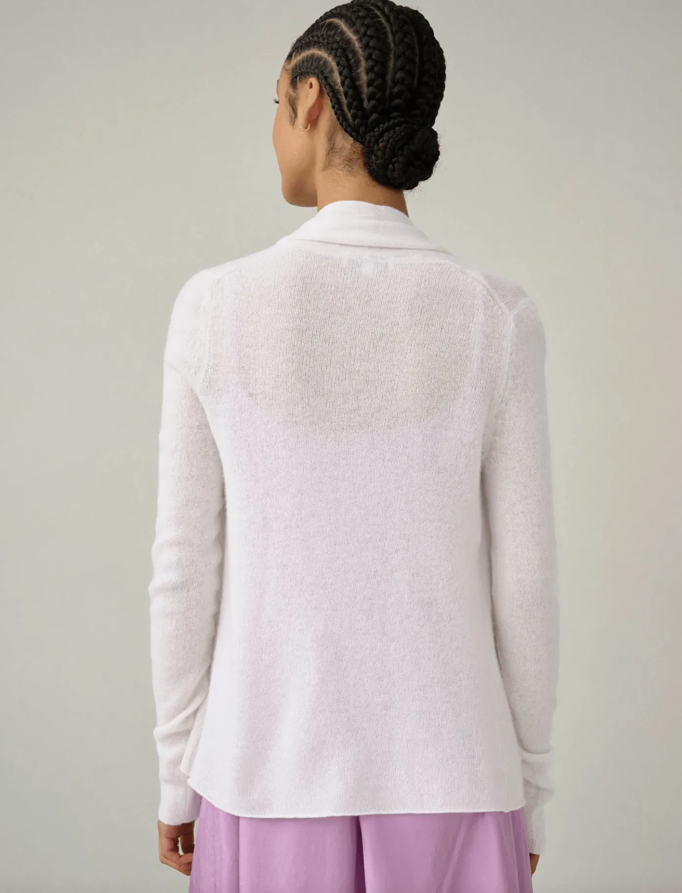 Essential Cashmere Mini Trapeze Cardigan - Soft White