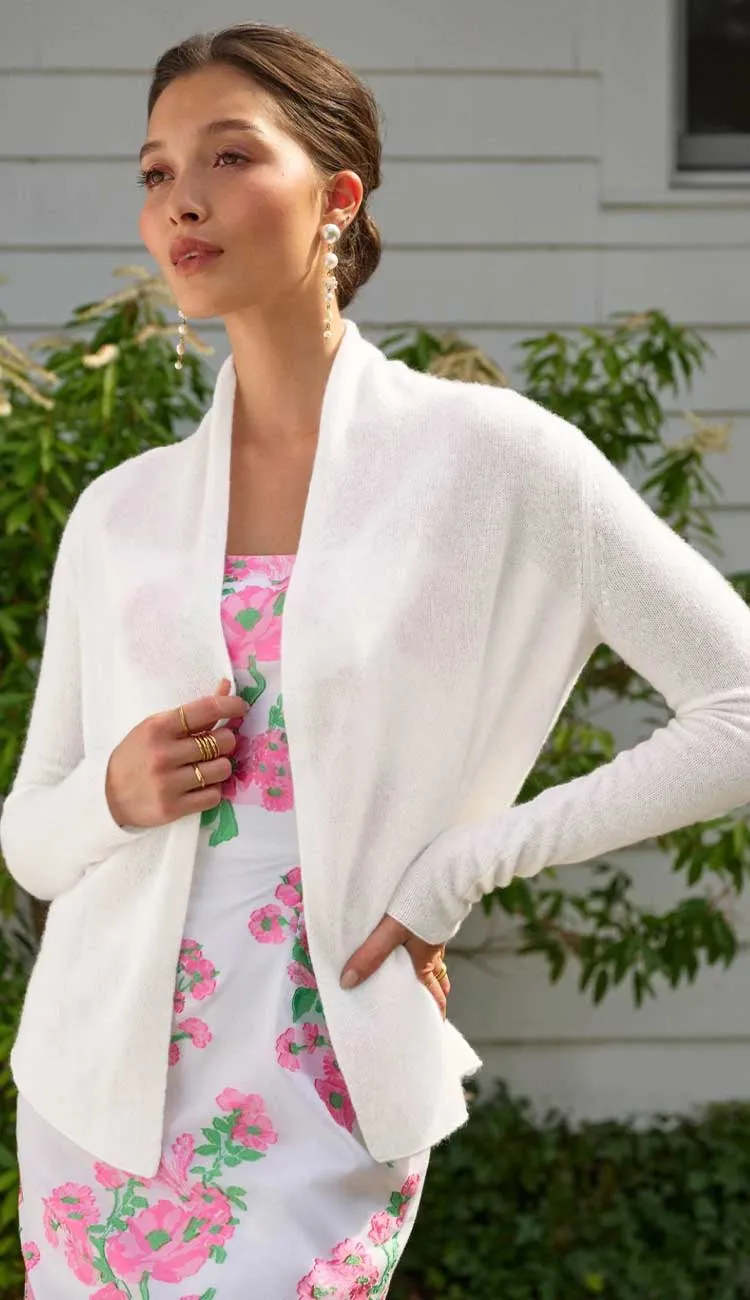 Essential Cashmere Mini Trapeze Cardigan - Soft White