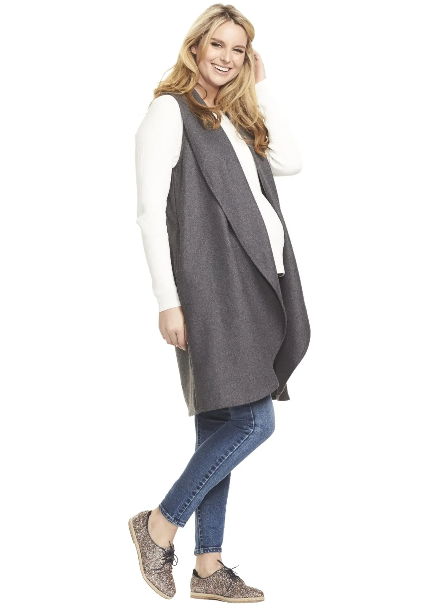 Frost Wool Maternity Vest - Grey