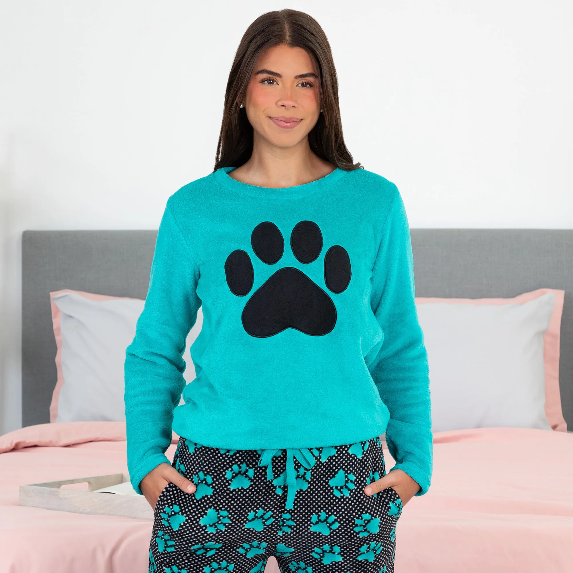 Gradient Paws & Polka Dot Pajama Set