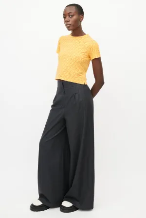 Grey Wool Wide Leg Trouser