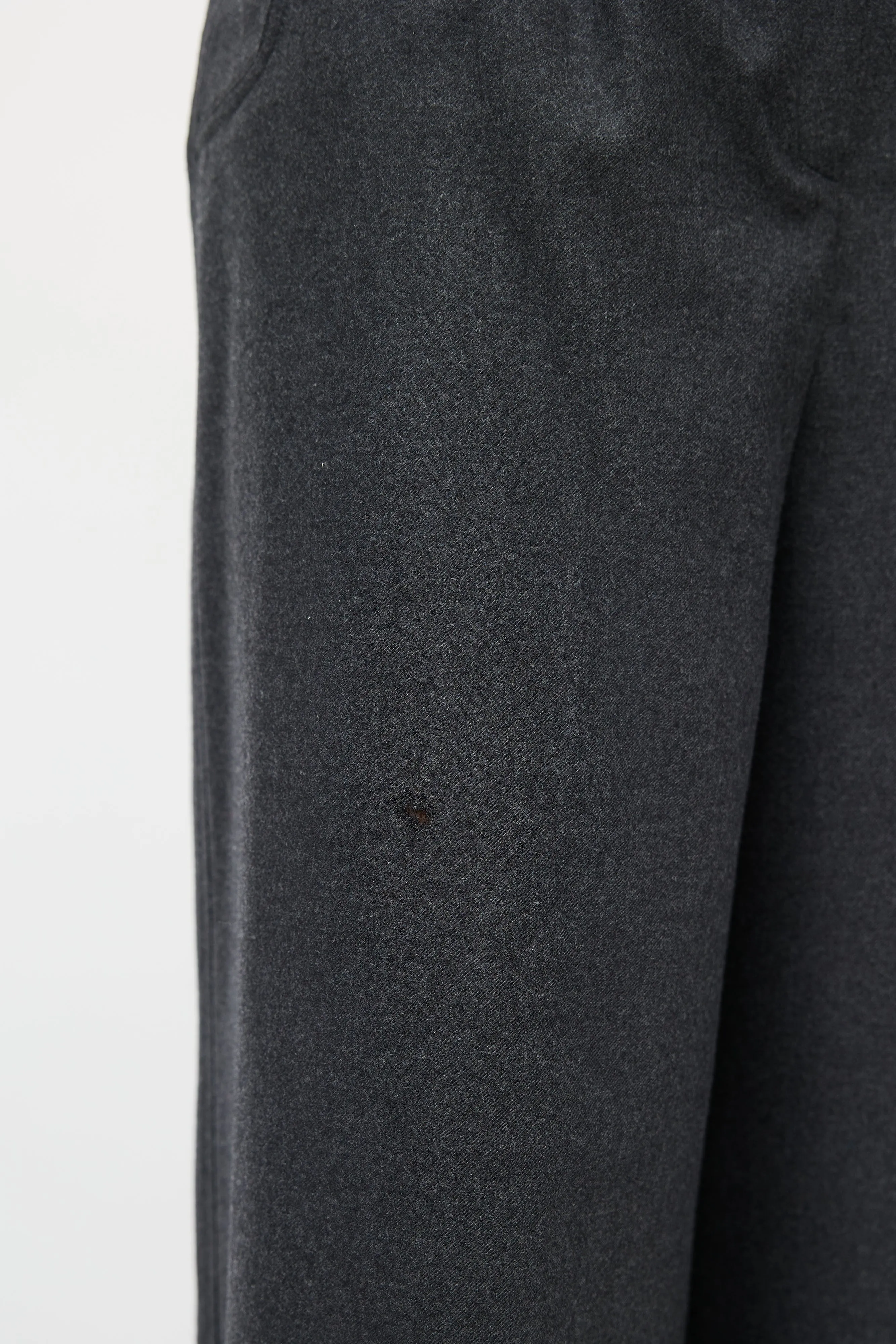 Grey Wool Wide Leg Trouser