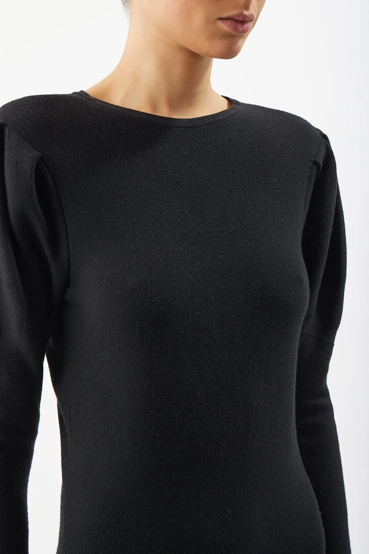 Hannah Knit Maxi Dress in Black Merino Wool Cashmere