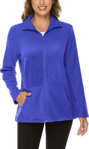 Hibelle Women's Outdoor Full-Zip Thermal Fleece Jacket with Pockets