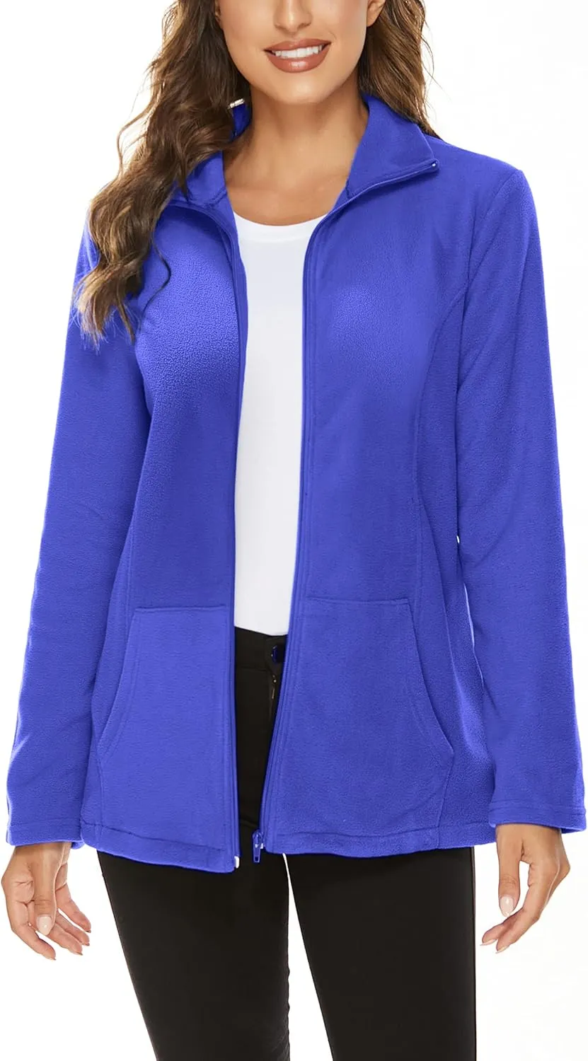 Hibelle Women's Outdoor Full-Zip Thermal Fleece Jacket with Pockets