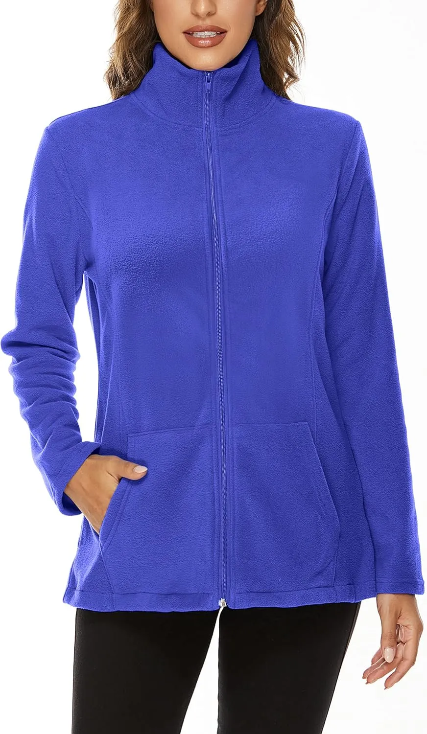 Hibelle Women's Outdoor Full-Zip Thermal Fleece Jacket with Pockets