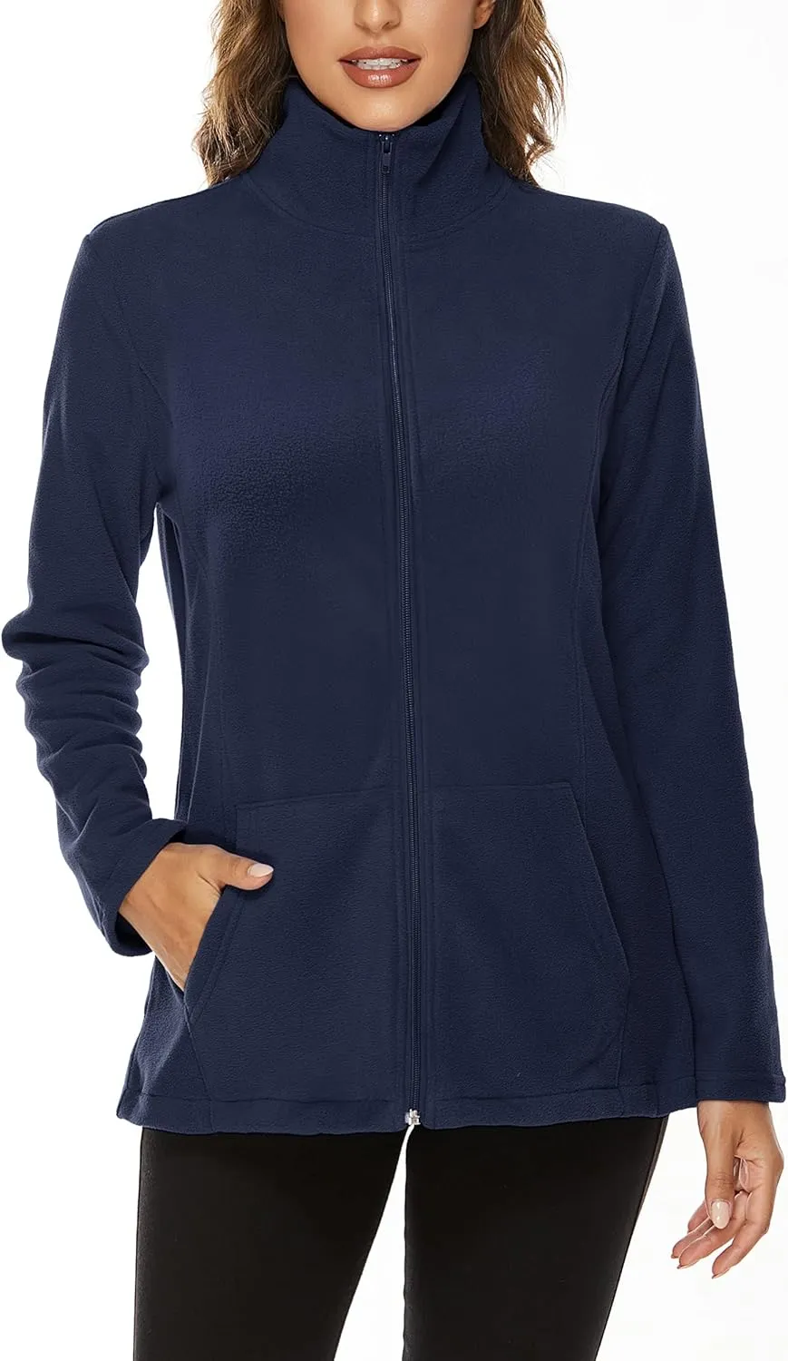 Hibelle Women's Outdoor Full-Zip Thermal Fleece Jacket with Pockets