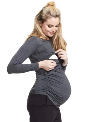 Honor Long Sleeve Maternity & Nursing Top - Grey