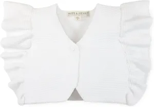 Hope & Henry Girls' Long Sleeve Fancy Cardigan Sweater with Stripe Trim