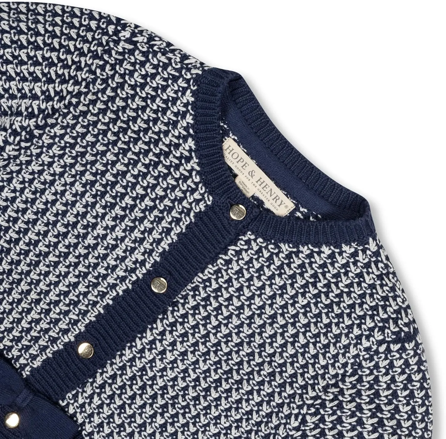 Hope & Henry Girls' Long Sleeve Fancy Cardigan Sweater with Stripe Trim