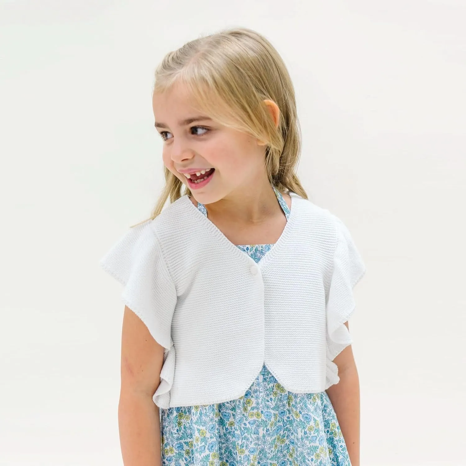 Hope & Henry Girls' Long Sleeve Fancy Cardigan Sweater with Stripe Trim