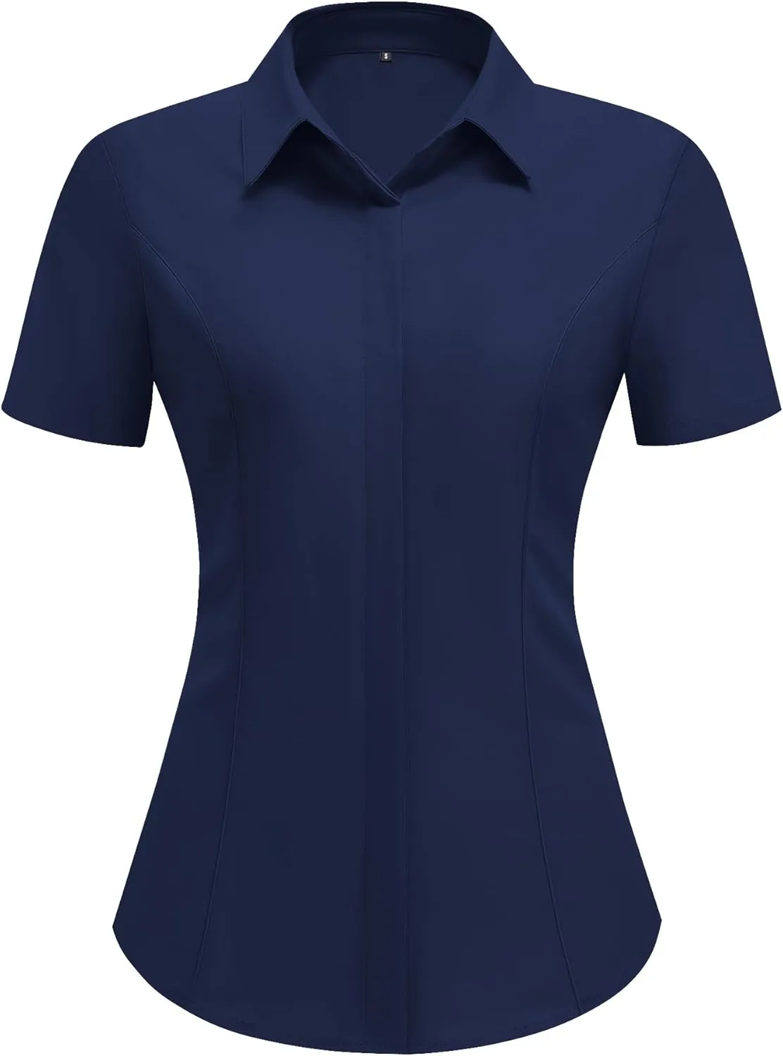 HOTOUCH Women Short Sleeve Button Down Shirts Business Work Fitted Collared Blouse Office Basic 2025 Summer Tops S-2XL