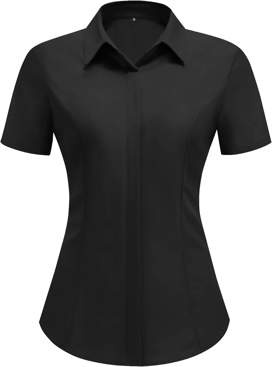 HOTOUCH Women Short Sleeve Button Down Shirts Business Work Fitted Collared Blouse Office Basic 2025 Summer Tops S-2XL