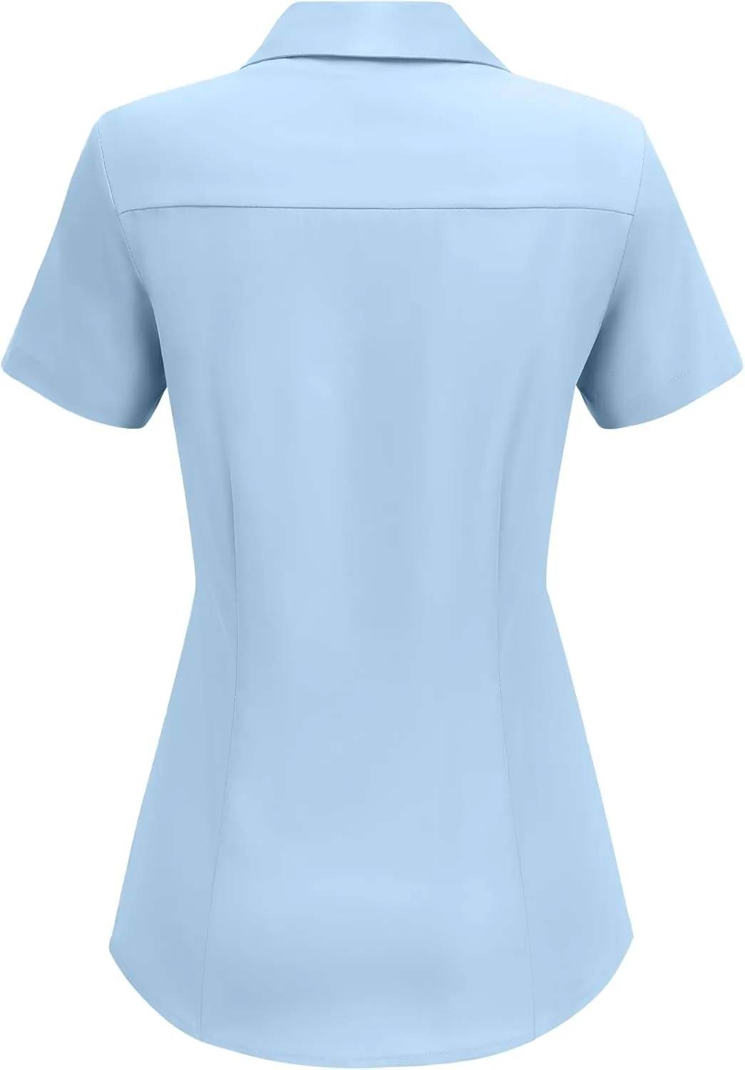 HOTOUCH Women Short Sleeve Button Down Shirts Business Work Fitted Collared Blouse Office Basic 2025 Summer Tops S-2XL