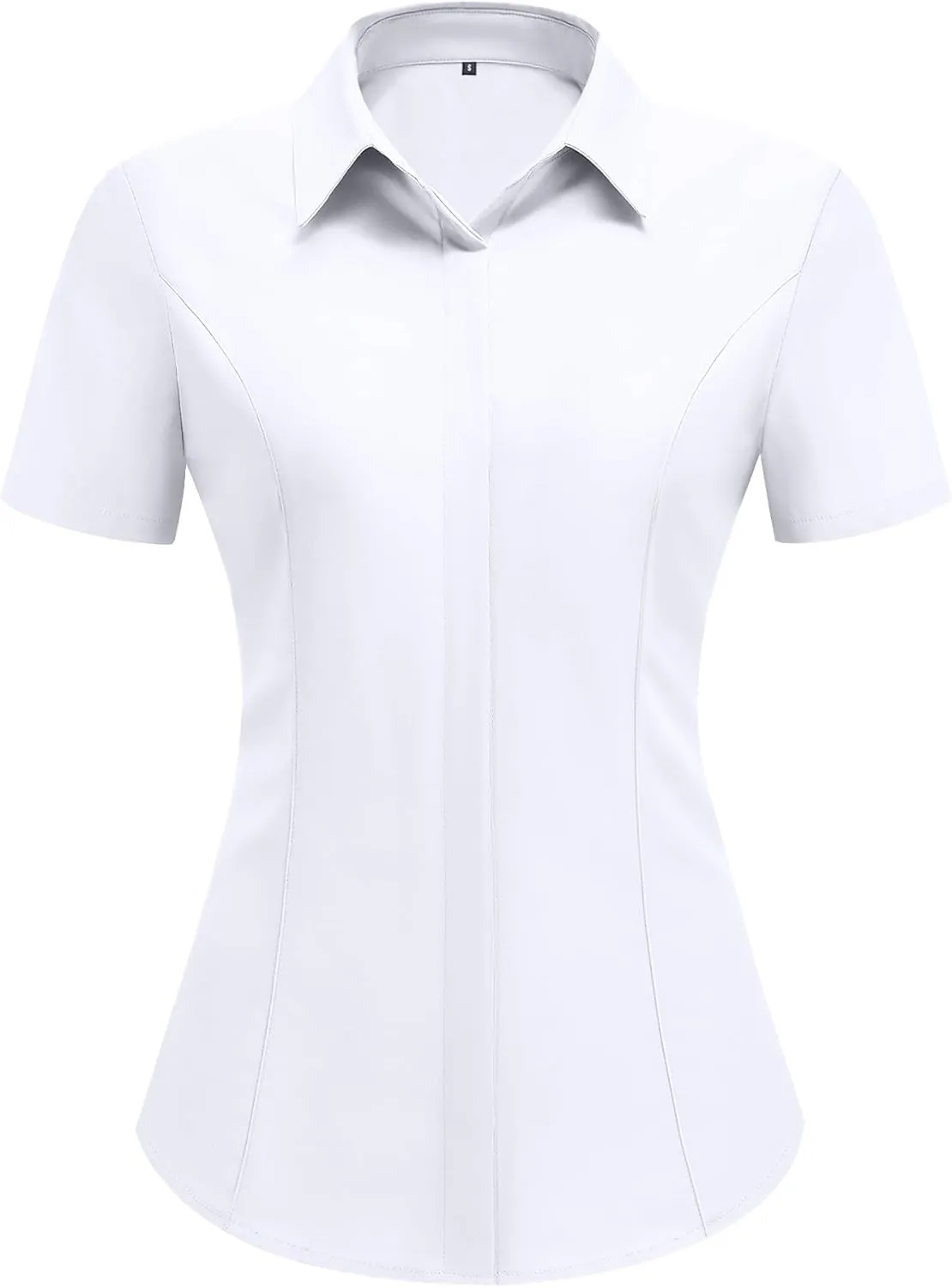 HOTOUCH Women Short Sleeve Button Down Shirts Business Work Fitted Collared Blouse Office Basic 2025 Summer Tops S-2XL