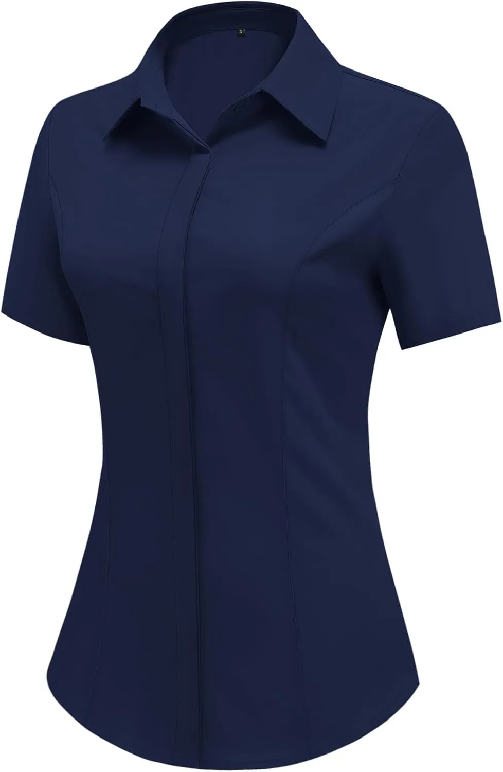 HOTOUCH Women Short Sleeve Button Down Shirts Business Work Fitted Collared Blouse Office Basic 2025 Summer Tops S-2XL